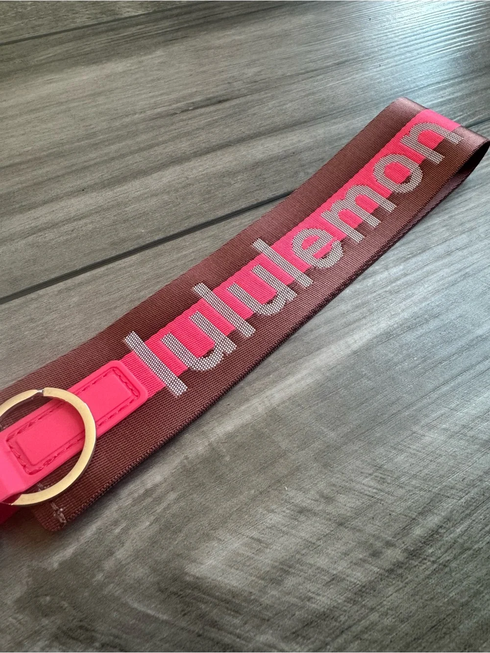 lululemon athletica Brown and Pink Logo Key Fob Strap